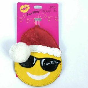 LUV BETSEY JOHNSON Santa Yellow Emoji Luggage Tag